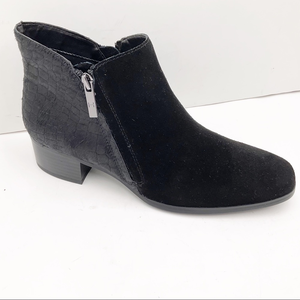 🆕{H By Halston} Lana Leather Calf Hair Black Booties